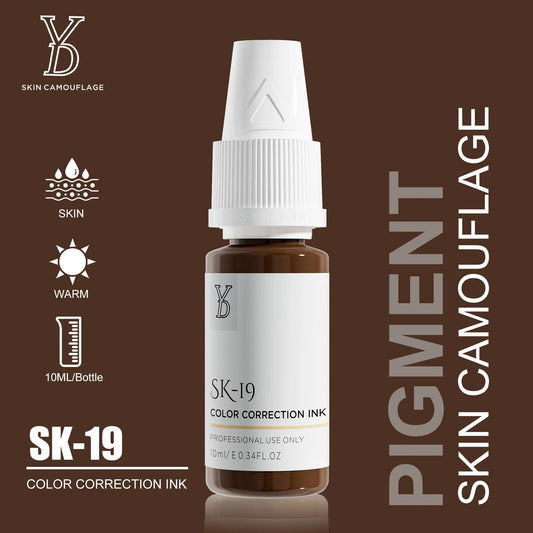 SK-19 YD Skin Camouflage Pigment 10ml – Deep Warm Brown Color Correction Ink