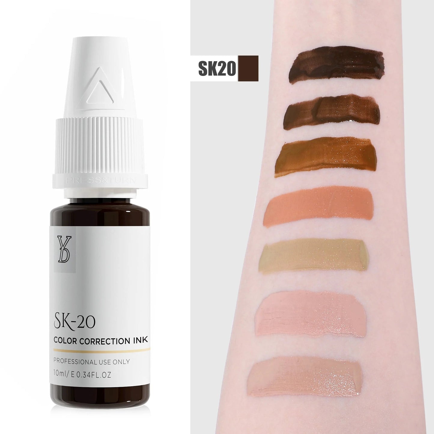 SK-20 YD Skin Camouflage Pigment 10ml – Deepest Cool Brown Color Correction Ink