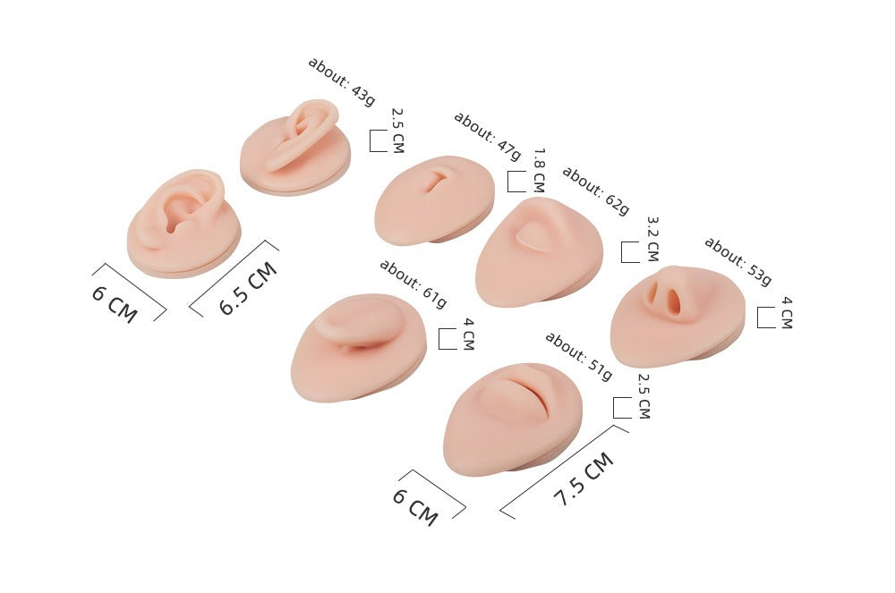 Silicone Facial Features Practice Model – 7-Piece Set