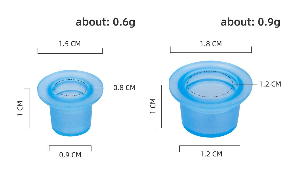 Soft Silicone Blue Flat-Bottom Pigment Cups – Small & Large PMU Ink Cups