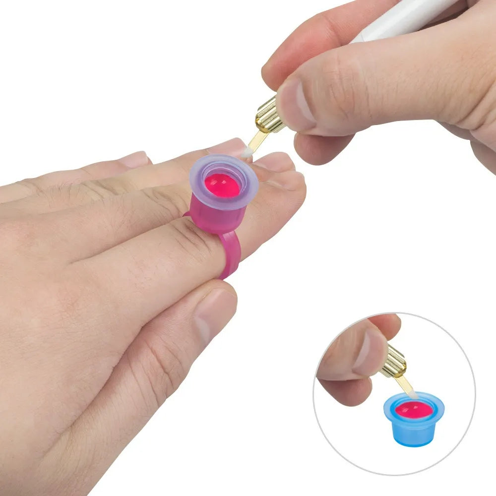 Soft Silicone Blue Flat-Bottom Pigment Cups – Small & Large PMU Ink Cups
