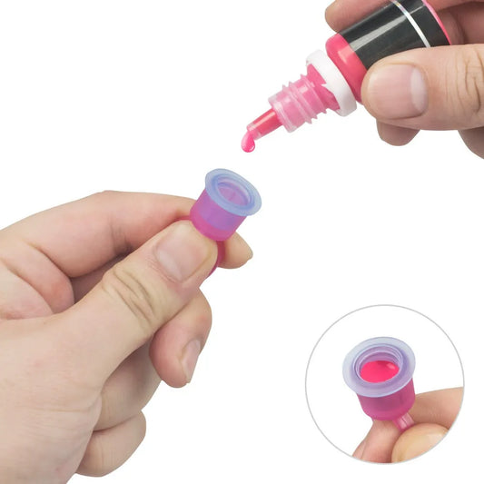 Soft Silicone Blue Flat-Bottom Pigment Cups – Small & Large PMU Ink Cups