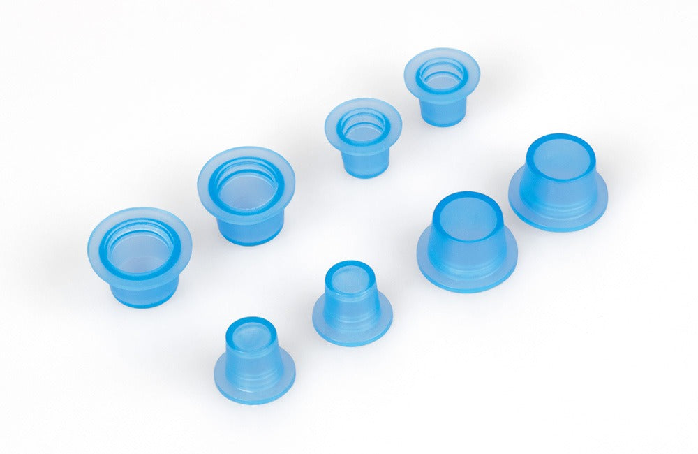 Soft Silicone Blue Flat-Bottom Pigment Cups – Small & Large PMU Ink Cups