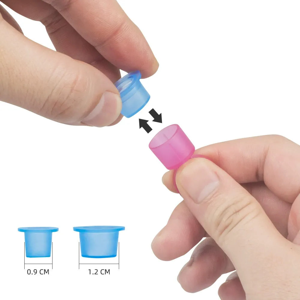 Soft Silicone Blue Flat-Bottom Pigment Cups – Small & Large PMU Ink Cups