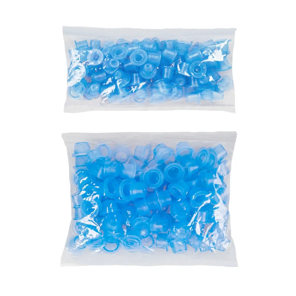 Soft Silicone Blue Flat-Bottom Pigment Cups – Small & Large PMU Ink Cups