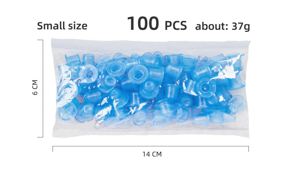 Soft Silicone Blue Flat-Bottom Pigment Cups – Small & Large PMU Ink Cups
