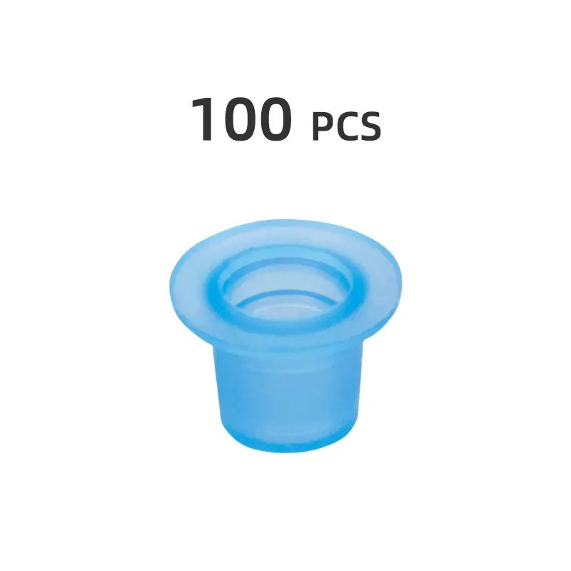 Soft Silicone Blue Flat-Bottom Pigment Cups – Small & Large PMU Ink Cups