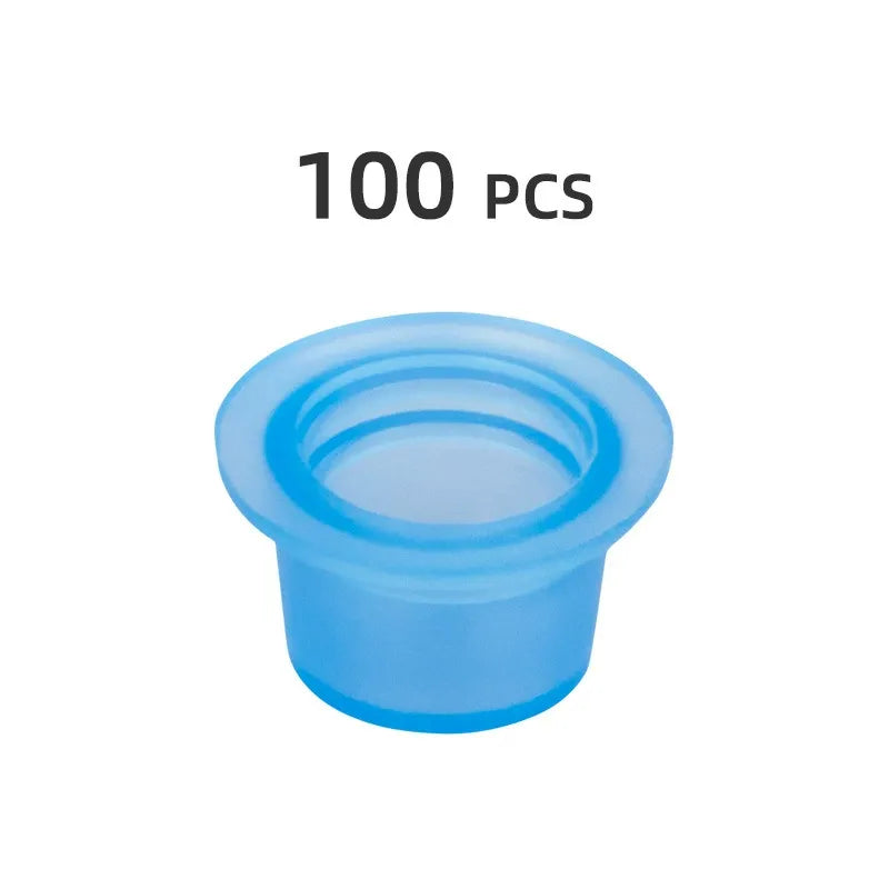 Soft Silicone Blue Flat-Bottom Pigment Cups – Small & Large PMU Ink Cups