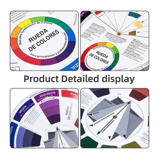 Spanish Color Wheel Mixing Guide – 14cm / 23.5cm Artist Color Theory & Pigment Reference Card