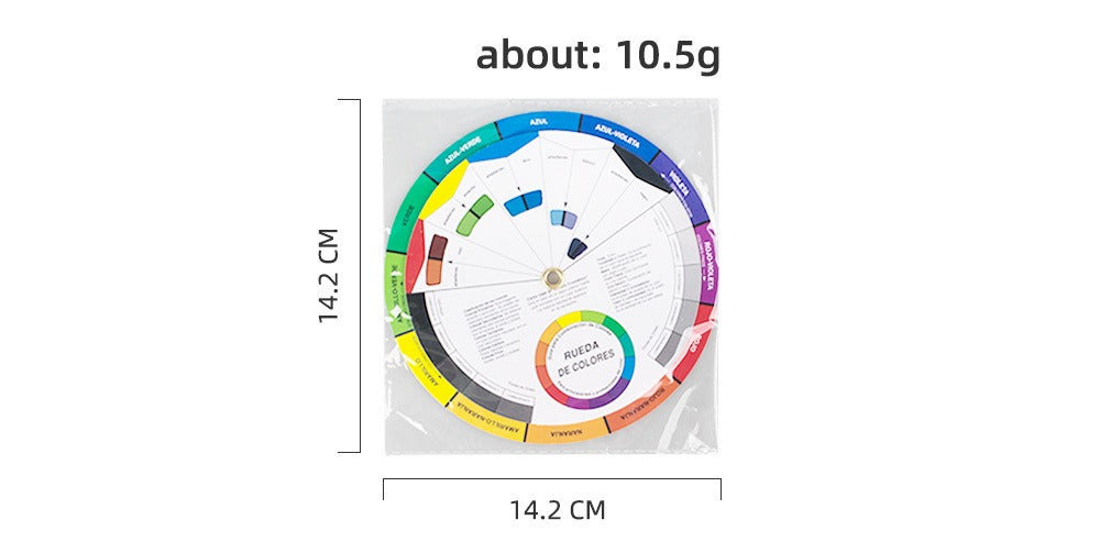 Spanish Color Wheel Mixing Guide – 14cm / 23.5cm Artist Color Theory & Pigment Reference Card