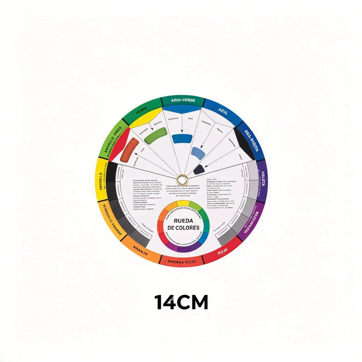 Spanish Color Wheel Mixing Guide – 14cm / 23.5cm Artist Color Theory & Pigment Reference Card