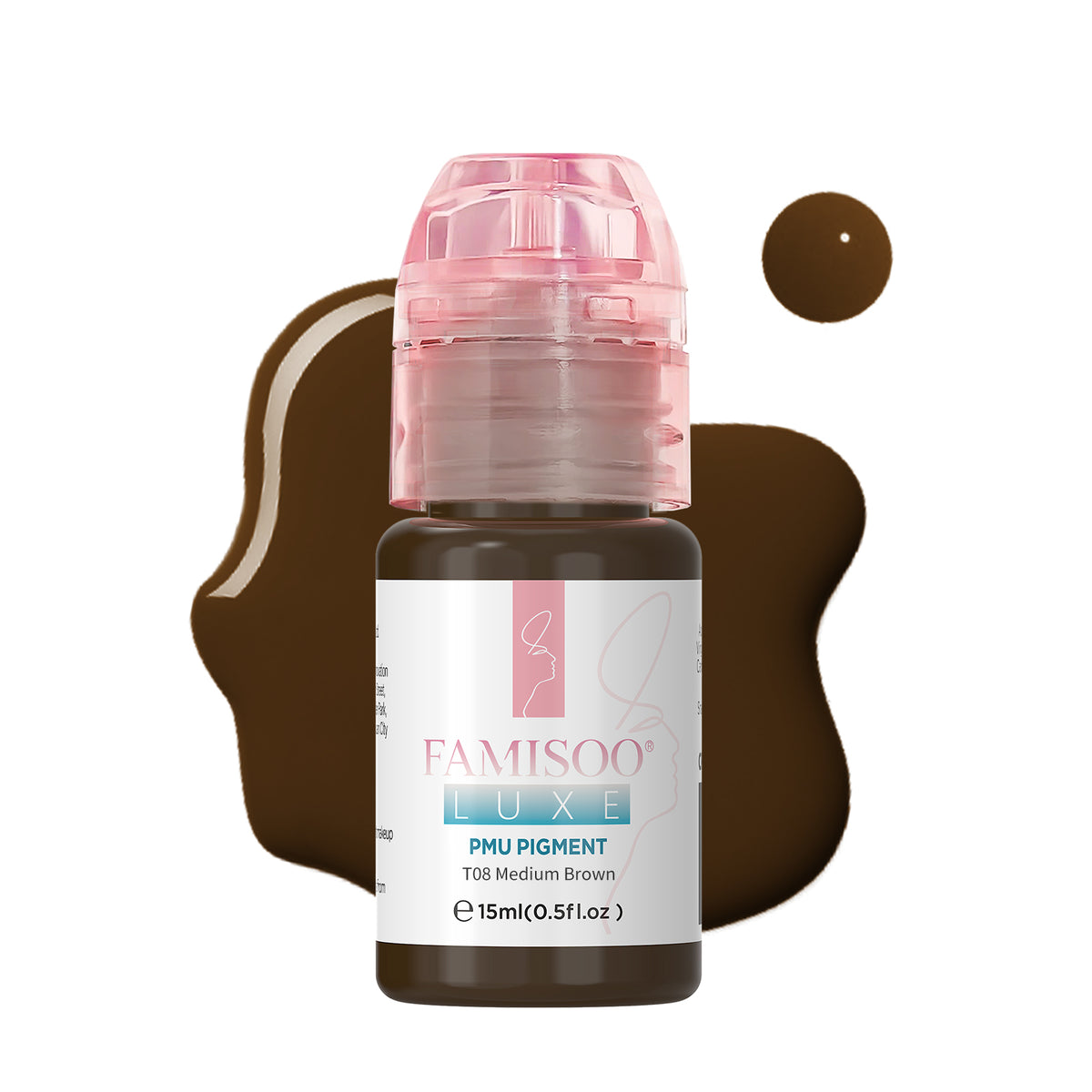 FAMISOO® LUXE Rose Professional PMU Pigment 15ml – Liquid & Cream Colors for Brows, Lips & Eyeliner