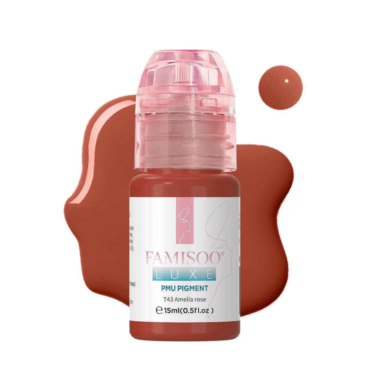 FAMISOO® LUXE Rose Professional PMU Pigment 15ml – Liquid & Cream Colors for Brows, Lips & Eyeliner