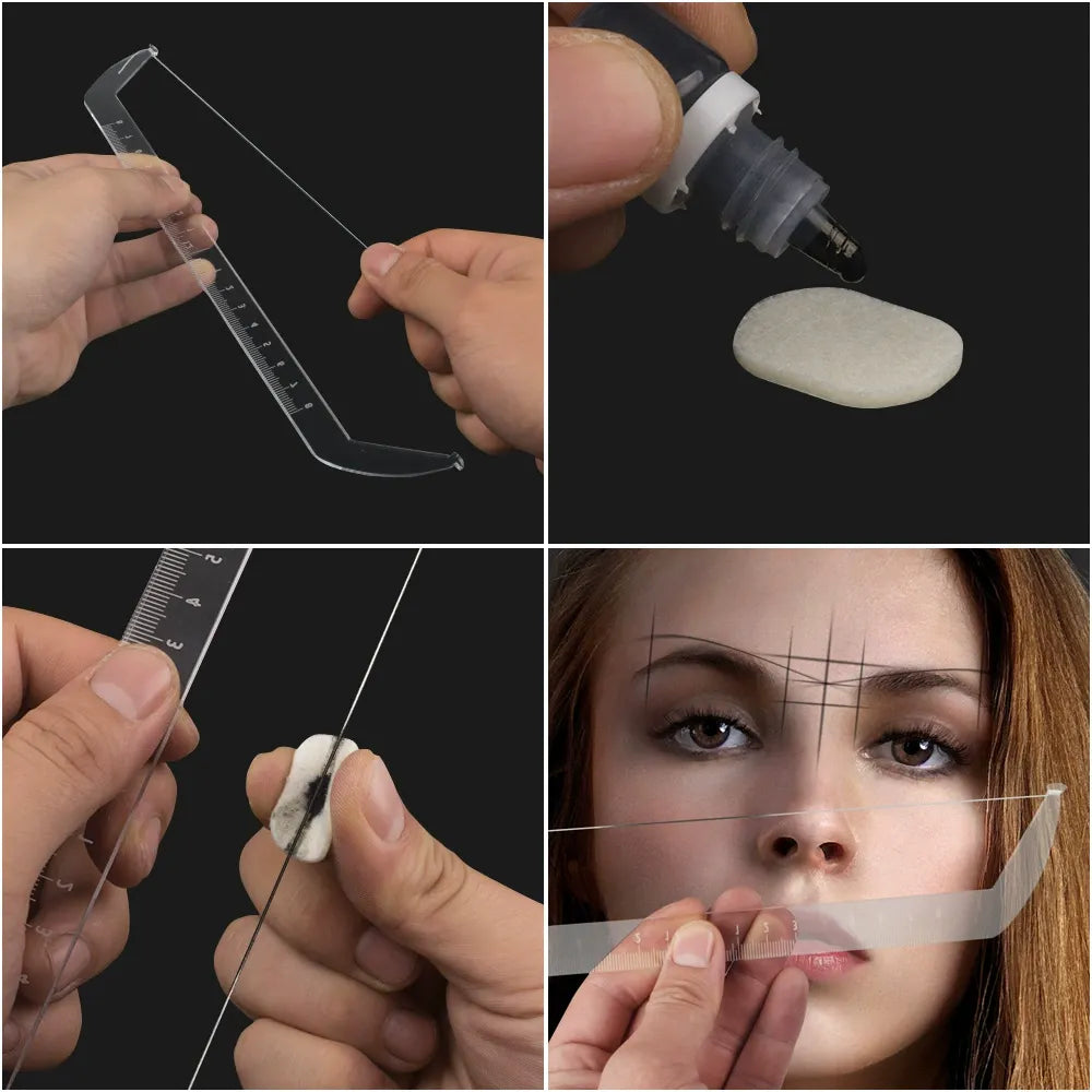 Transparent Acrylic Eyebrow Level Ruler Kit – Professional Symmetry Mapping Tool for PMU Artists