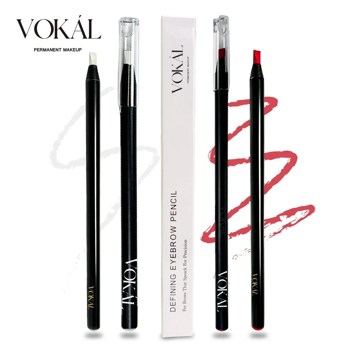 VOKÁL V-Design Defining Eyebrow Pencil – Professional PMU Brow Mapping Pencil with Built-In Sharpener