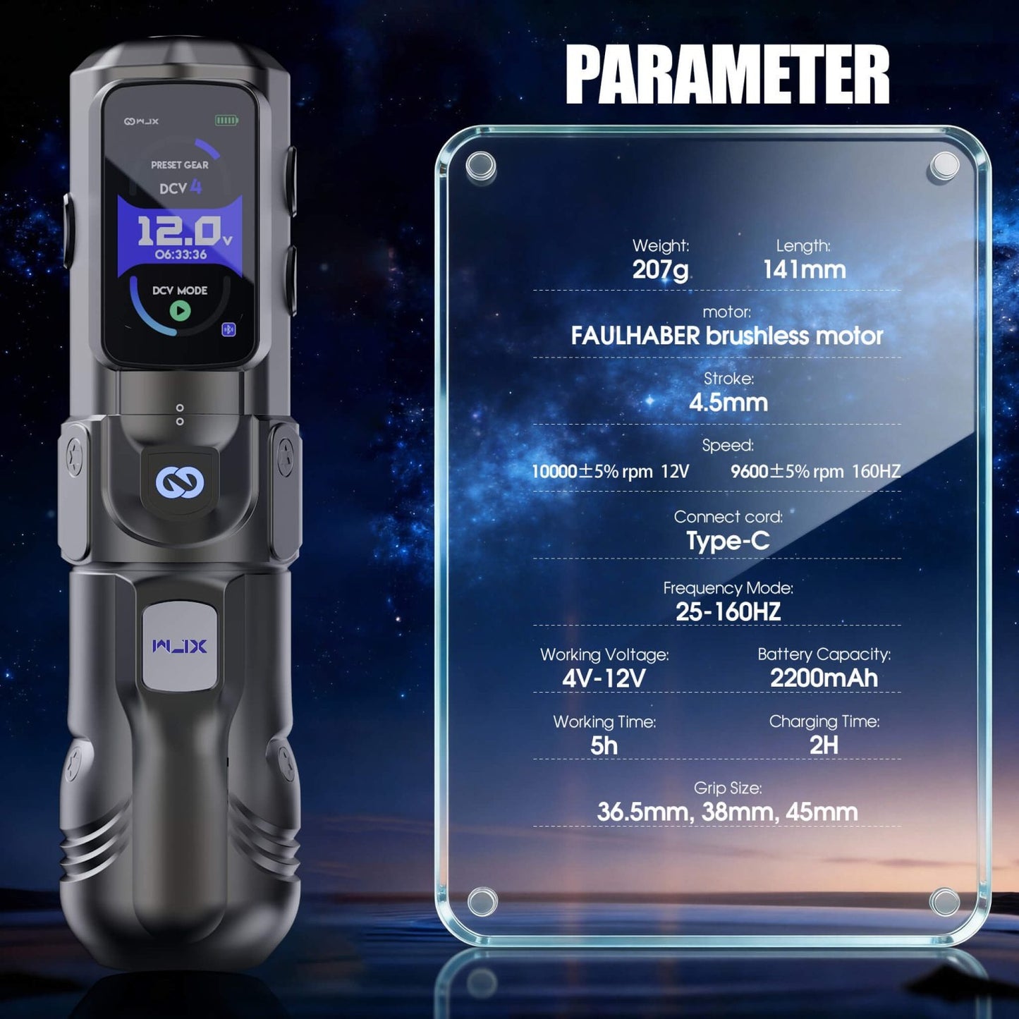 WJX HyperForce Wireless Tattoo Machine Pen Kit | 4.5mm Power Stroke Professional Tattoo Pen with FAULHABER Brushless Motor - Free Shipping