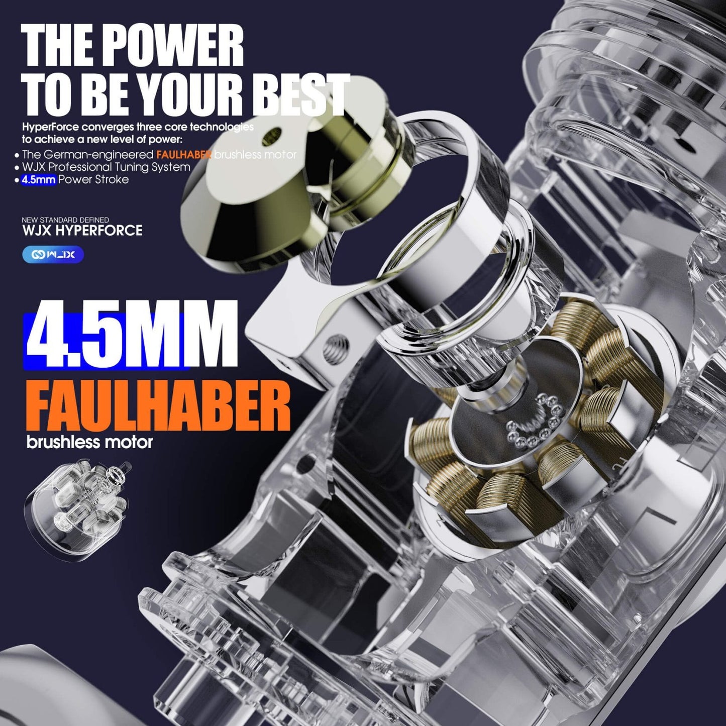 WJX HyperForce Wireless Tattoo Machine Pen Kit | 4.5mm Power Stroke Professional Tattoo Pen with FAULHABER Brushless Motor - Free Shipping