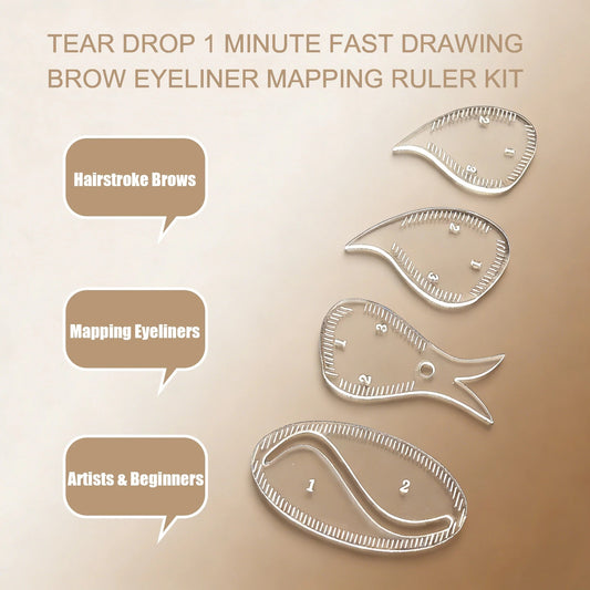 YD Hairstroke Brow & Eyeliner Mapping Ruler – 4 Piece Professional Set