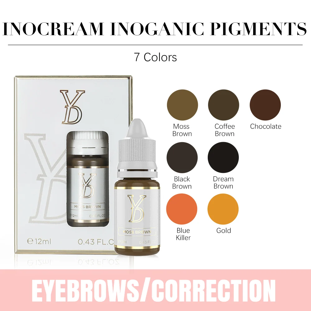YD InoCream Inorganic Black Brown Brow Pigment – 12ml | Neutral Deep Brown PMU Pigment