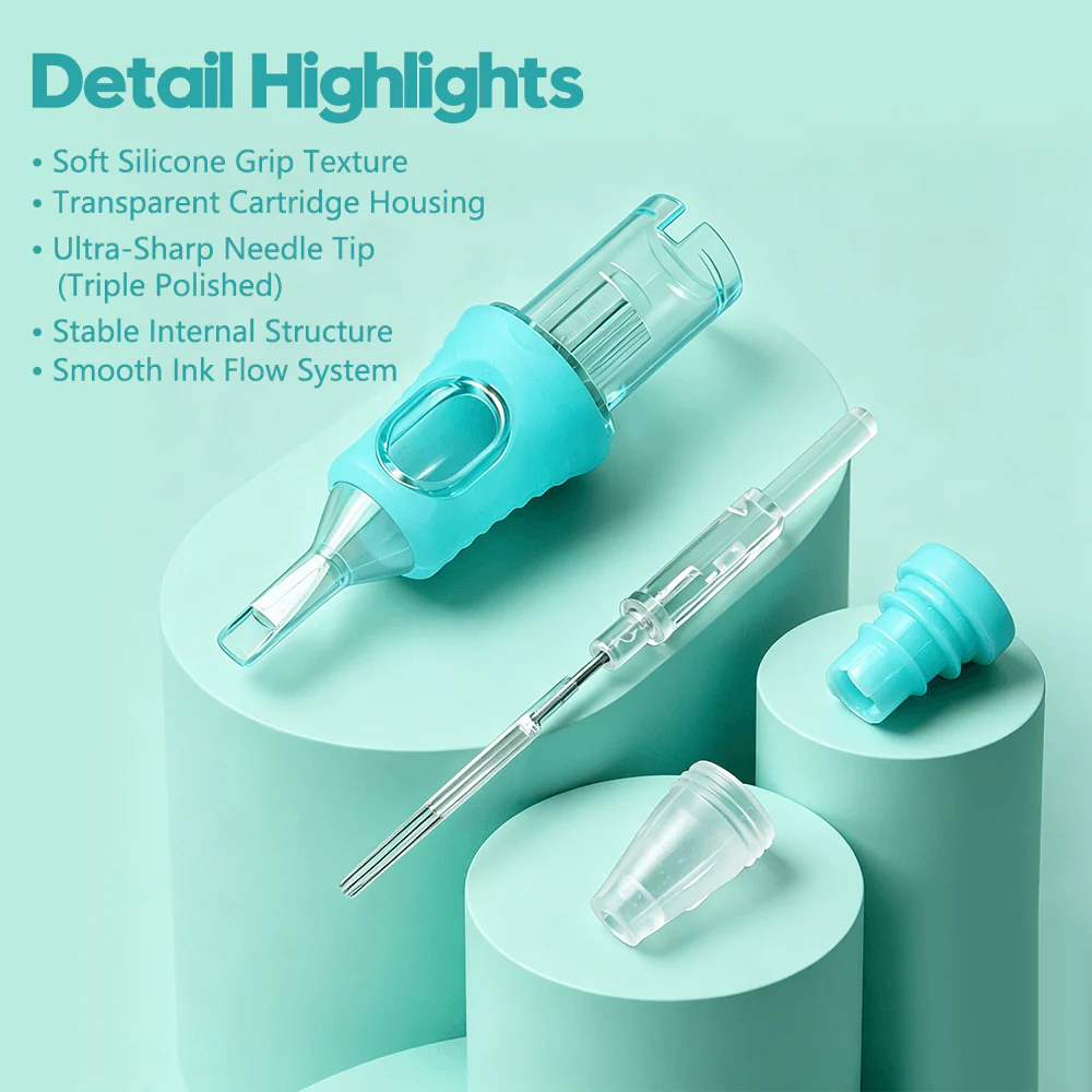 YD Mint Green Universal PMU Cartridge Needles – 10 Pieces/Box