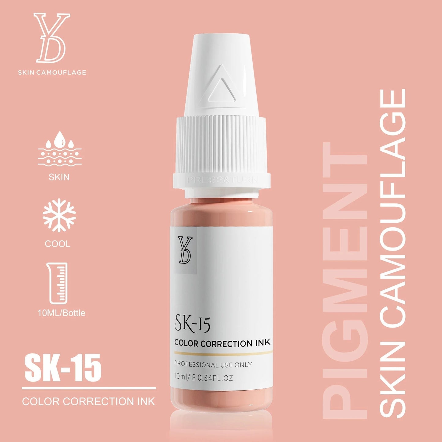 SK-15 YD Skin Camouflage Pigment 10ml – Light-Medium Cool Pink Beige Color Correction Ink