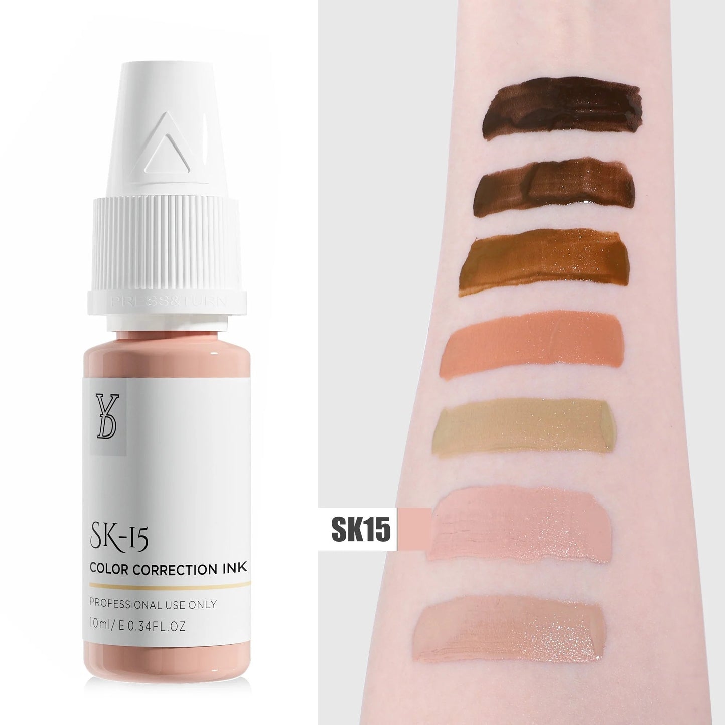 SK-15 YD Skin Camouflage Pigment 10ml – Light-Medium Cool Pink Beige Color Correction Ink