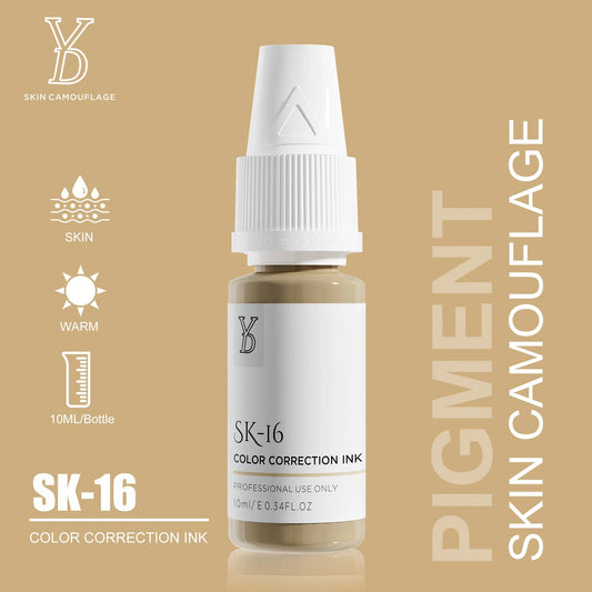 SK-16 YD Skin Camouflage Pigment 10ml – Warm Olive Beige Color Correction Ink