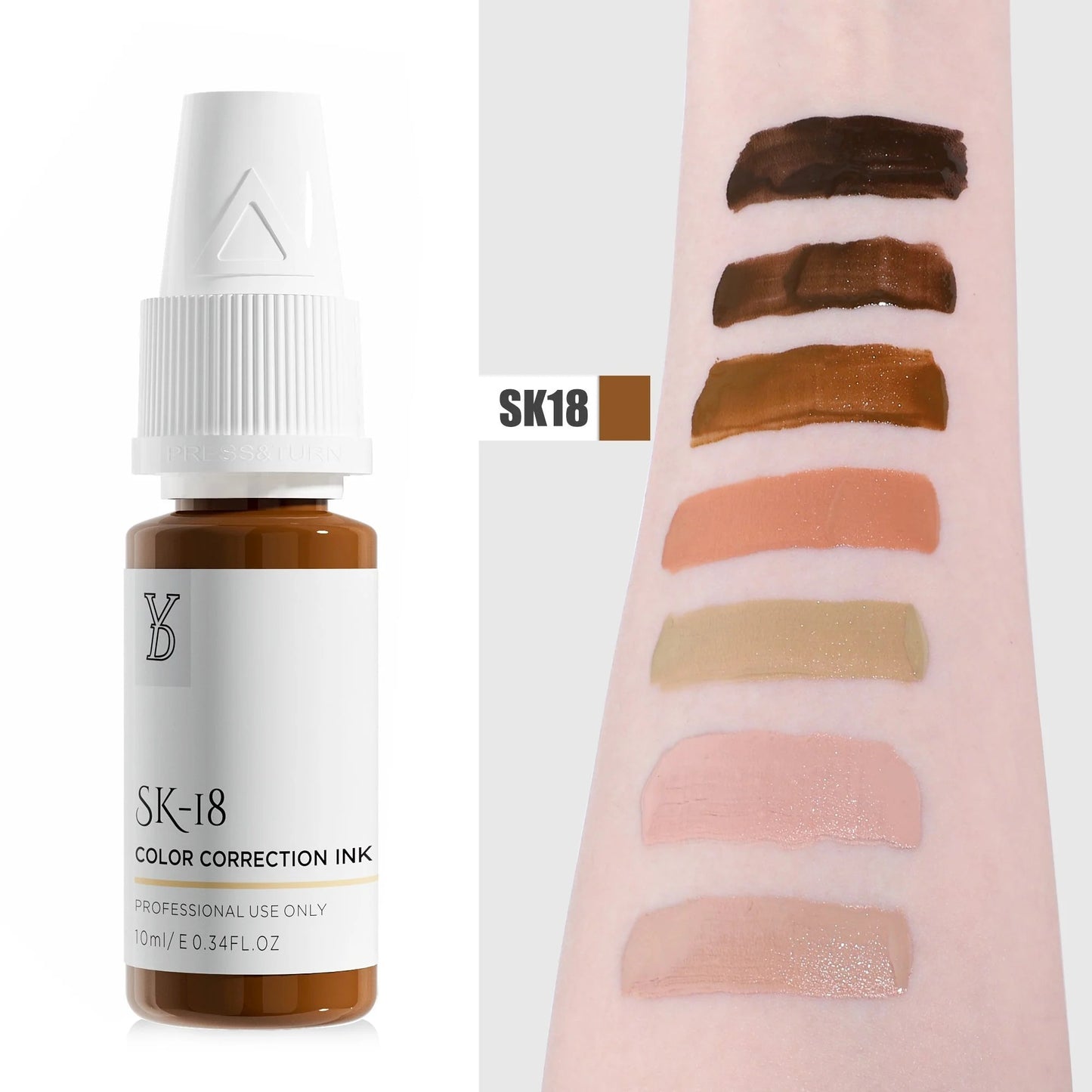 SK-18 YD Skin Camouflage Pigment 10ml – Warm Golden Brown Color Correction Ink