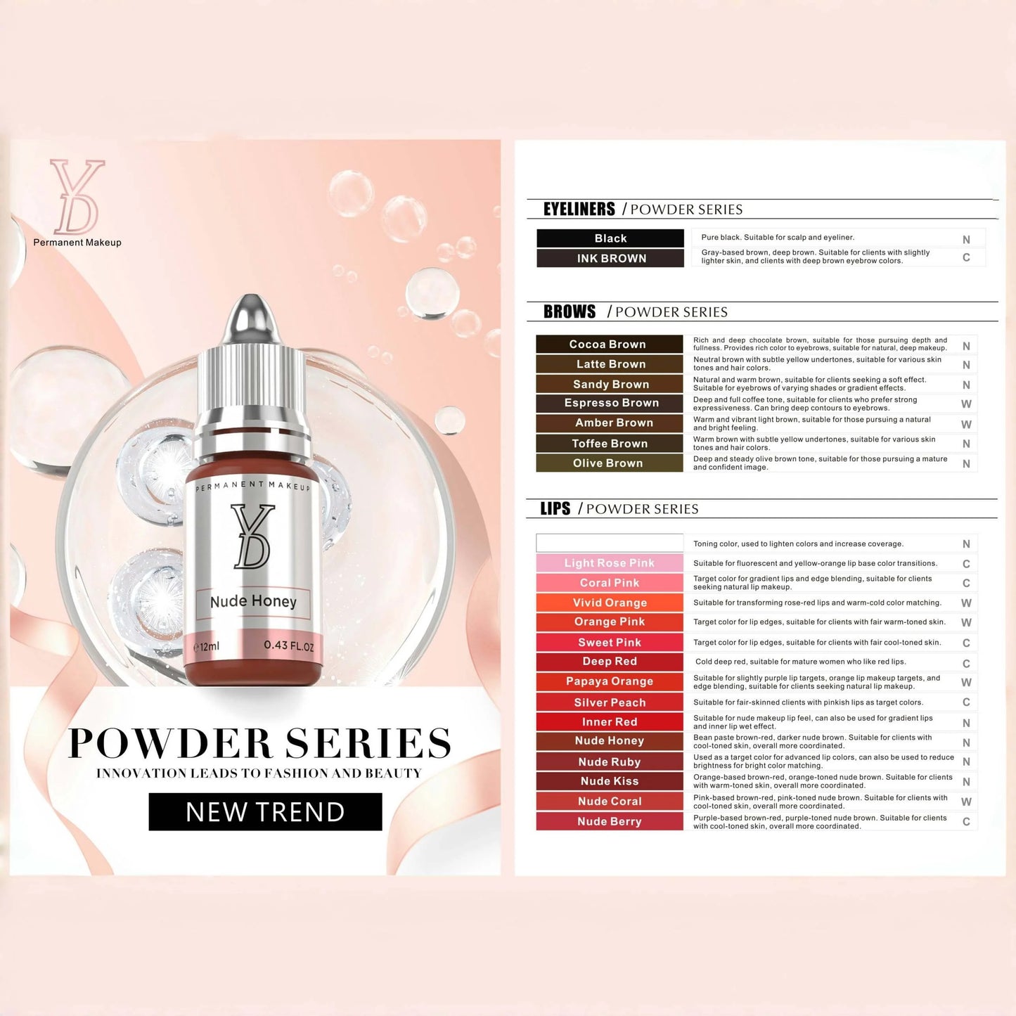 YD POWDER Hybrid Liquid Pigment for Scalp Micropigmentation (SMP)