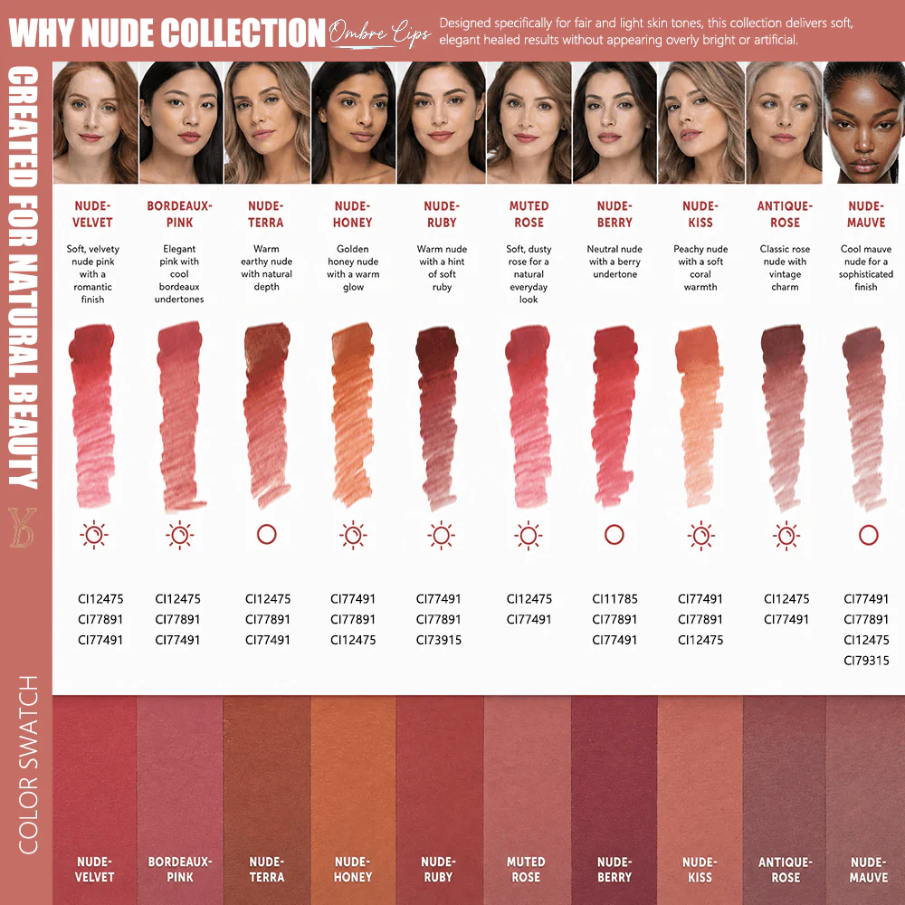 YD Powder Liquid Lip Pigments – 10 Nude Collection (6ml)