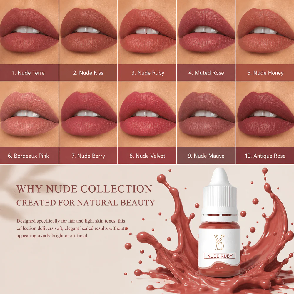 YD Powder Liquid Lip Pigments – 10 Nude Collection (6ml)