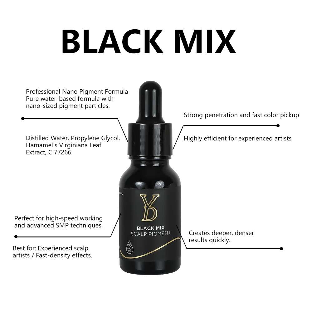 YD Professional SMP Pigment Set 15ml - Complete Scalp Micropigmentation Pigment System | 7 Professional Formulas for Natural & Stable SMP Results