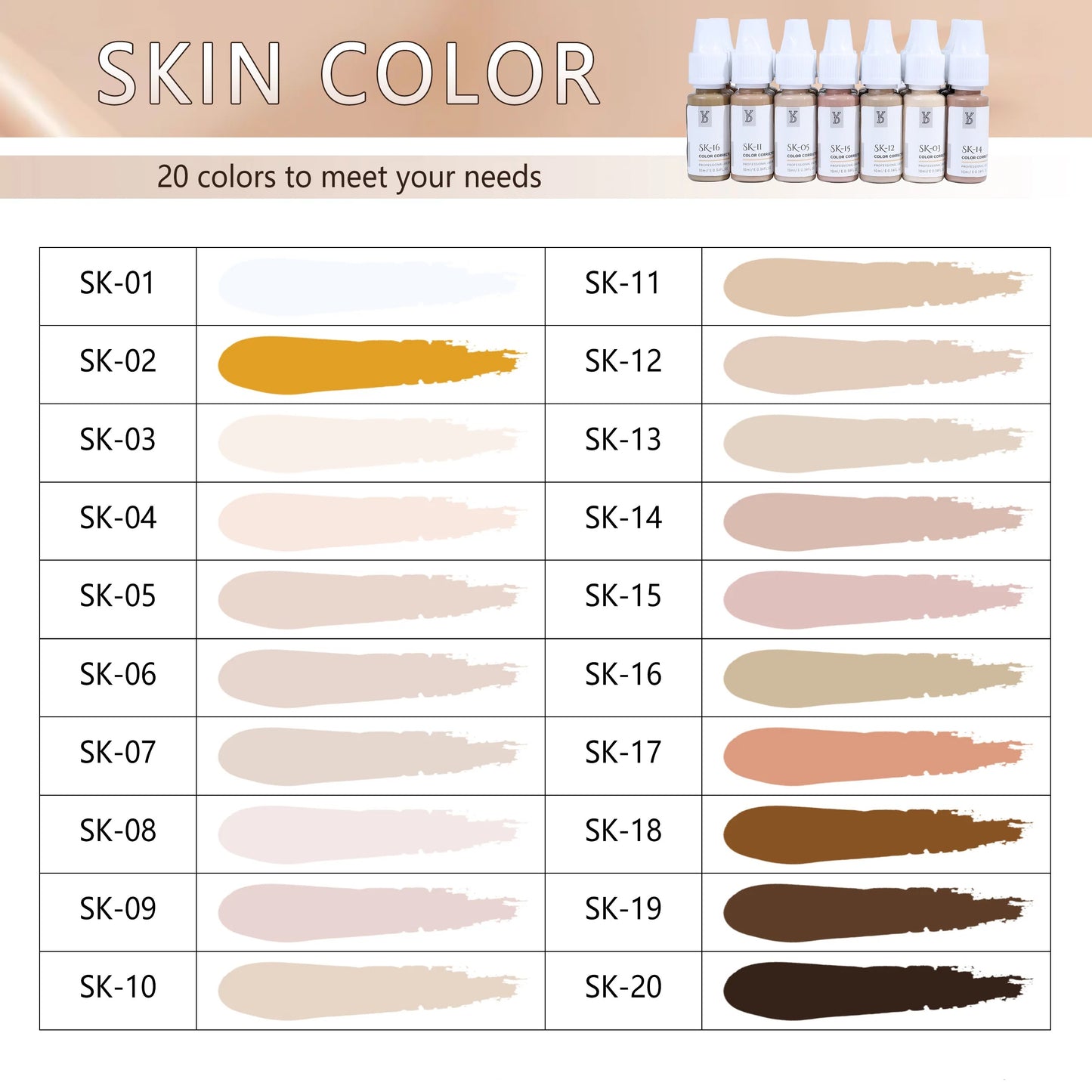 YD Skin Camouflage Pigments – 20 Professional Skin Tone Shades