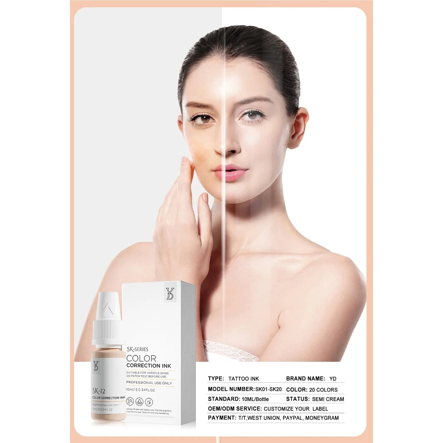 YD Skin Camouflage Pigments – 20 Professional Skin Tone Shades