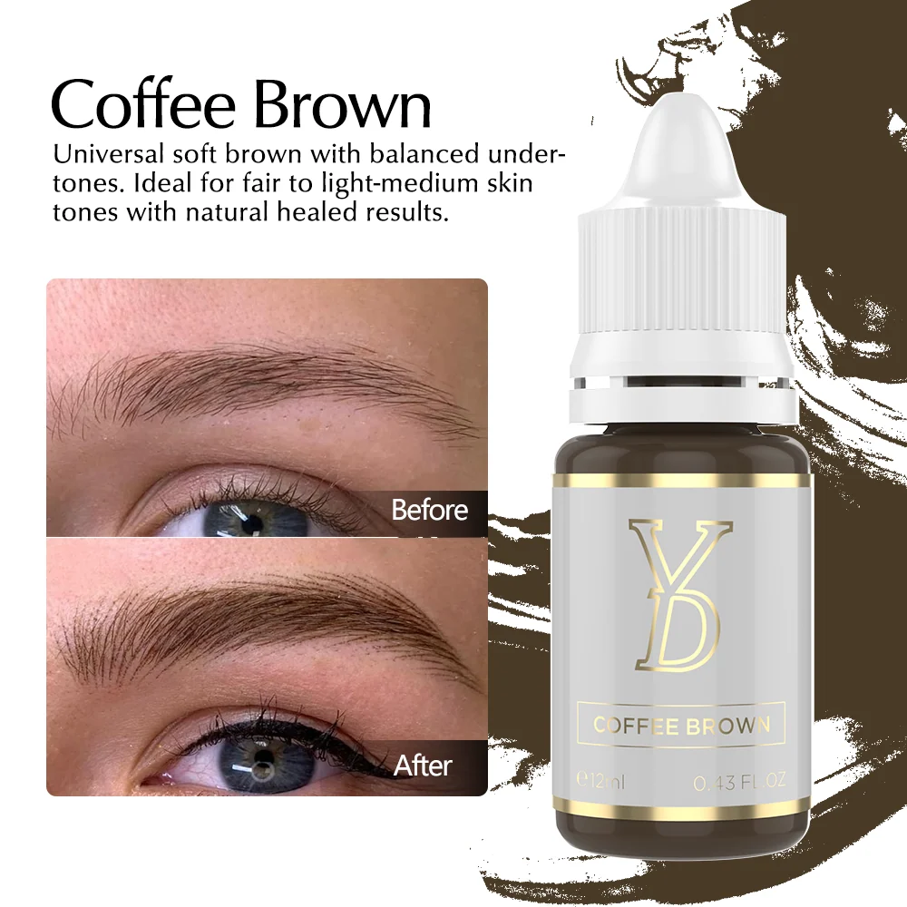 YD InoCream Coffee Brown Inorganic Brow Pigment 12ml – Cool Soft Brown PMU Pigment
