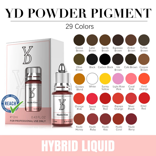 YD POWDER Hybrid PMU Pigment System – 33 Shades + Dilution, 12ml