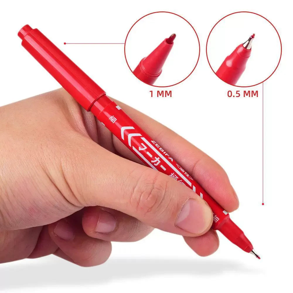ZEBIFA Dual-Tip Oil-Based Marker Pen – 0.5mm Fine Tip + 1.0mm Marker Tip