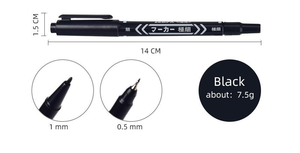 ZEBIFA Dual-Tip Oil-Based Marker Pen – 0.5mm Fine Tip + 1.0mm Marker Tip