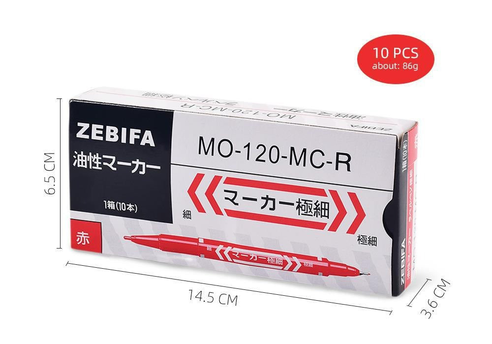 ZEBIFA Dual-Tip Oil-Based Marker Pen – 0.5mm Fine Tip + 1.0mm Marker Tip
