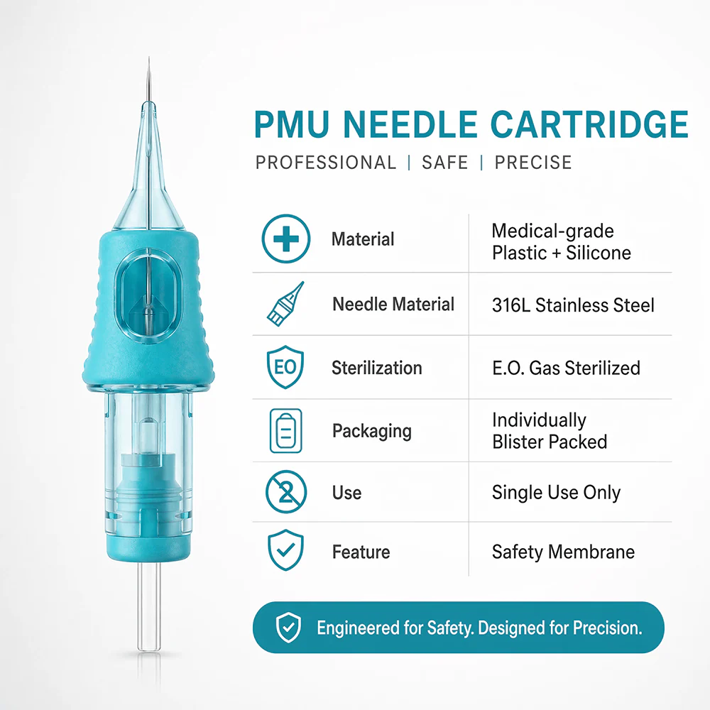 YD Mint Green Universal PMU Cartridge Needles – 10 Pieces/Box