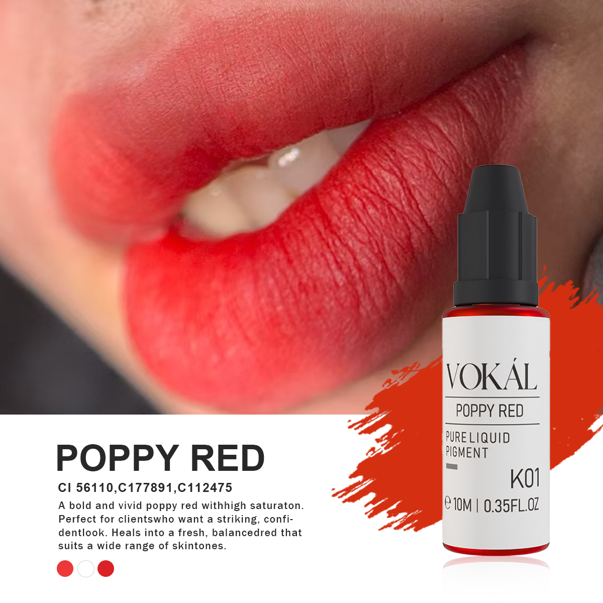 VOKÁL™ K01 POPPY RED – Water-Based Lip Pigment (10ml)