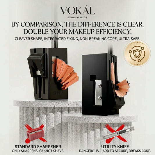 VOKAL PMU Precision BrowPro Sharpener – For Round-Core Wooden Eyebrow Pencils